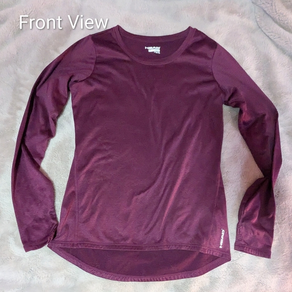 Head Tops - Size Small, Head Women's Burgundy Purple W/Black Stripes, Long Sleeve Tee, EUC